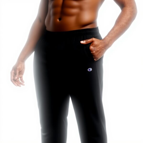 Champion Mens Sweatpants Black C Patch Logo Fleece Comfort