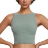Womens High Neck Wirefree Workout Tank Top Padded Sports Bra-0