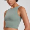 Womens High Neck Wirefree Workout Tank Top Padded Sports Bra-1