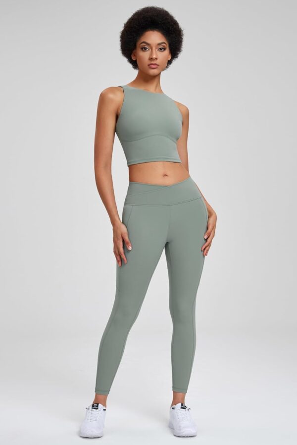 Womens High Neck Wirefree Workout Tank Top Padded Sports Bra-4