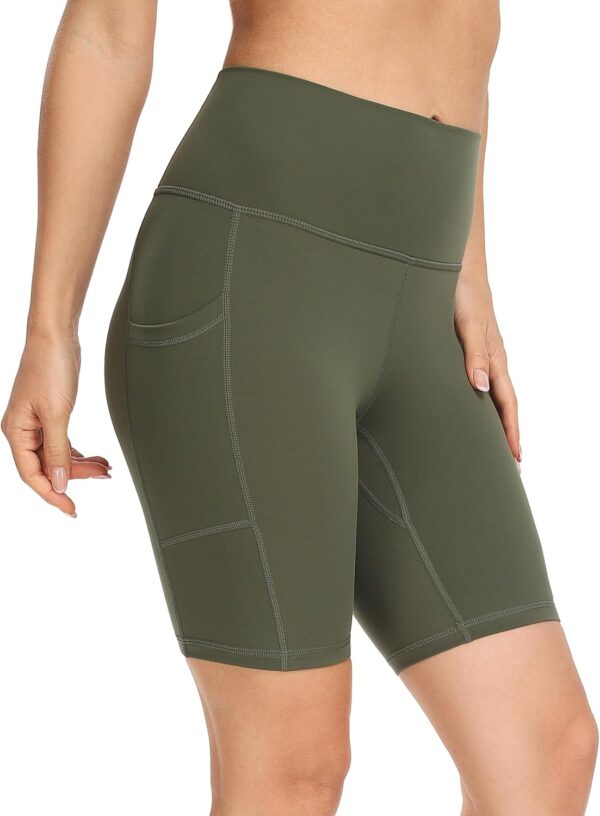 YUNOGA Womens Biker Shorts High Waist Yoga Pockets Workout-1