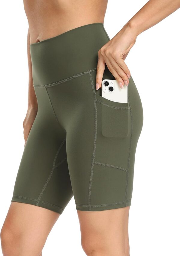 YUNOGA Womens Biker Shorts High Waist Yoga Pockets Workout-0